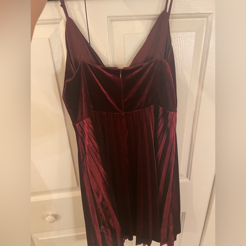 Worn once Lucy Paris red velvet deep v swing cocktail dress - Picture 2 of 3